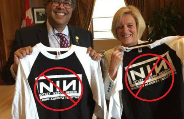 The shirts were intended to represent the political union of Premier Rachel Notley, Edmonton Mayor Don Iveson, and Mayor Naheed Nenshi.