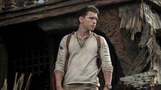 Tom Holland posing as Nathan Drake.